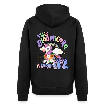 Bloomicorn Is Turning 12 Einhorn 12. Geburtstag - Unisex Premium Bio Zip Hoodie - Schwarz - Hinten - Nico (187cm)