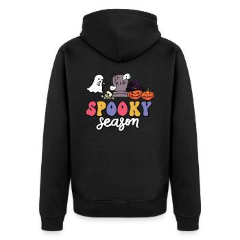 Gespenstische Jahreszeit Gruselige Kürbisse - Unisex Premium Bio Zip Hoodie - Schwarz - Hinten - Nico (187cm)