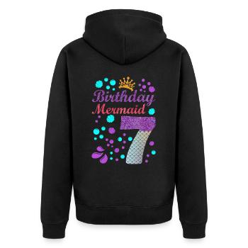 Birthday Mermaid 7 Shell Summer Vibe 7 - Unisex Premium Organic Zip Hoodie - black - Back - Nico (187cm)
