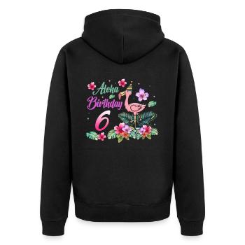 Aloha Anniversaire 6 Flamant Rose Bird 6ème anniversaire - Veste à capuche bio Premium Unisexe - noir - Dos - Nico (187cm)
