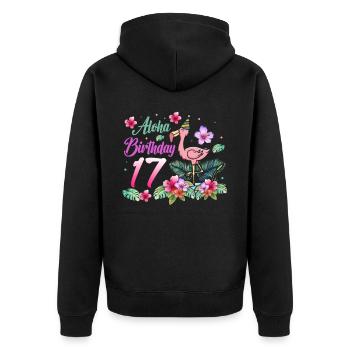 Aloha Geburtstag 17 Flamingo Vogel 17. Geburtstag - Unisex Premium Bio Zip Hoodie - Schwarz - Hinten - Nico (187cm)