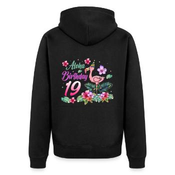 Aloha Geburtstag 19 Flamingo Vogel 19. Geburtstag - Unisex Premium Bio Zip Hoodie - Schwarz - Hinten - Nico (187cm)