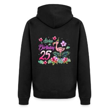 Aloha Anniversaire 25 Flamant rose Oiseau 25e anniversaire - Veste à capuche bio Premium Unisexe - noir - Dos - Nico (187cm)