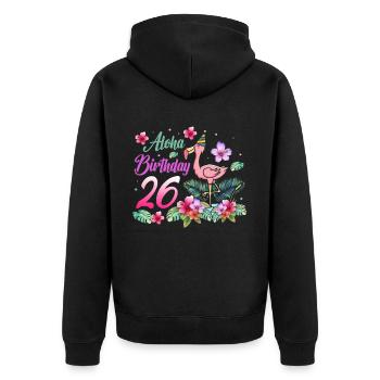 Aloha Anniversaire 26 Flamant Oiseau 26e anniversaire - Veste à capuche bio Premium Unisexe - noir - Dos - Nico (187cm)