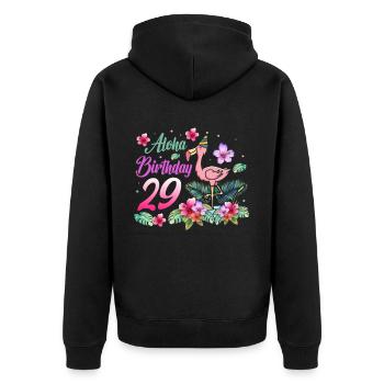 Aloha Anniversaire 29 Flamant rose Oiseau 29e anniversaire - Veste à capuche bio Premium Unisexe - noir - Dos - Nico (187cm)