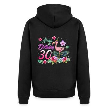 Aloha Anniversaire 30 Flamant rose Oiseau 30e anniversaire - Veste à capuche bio Premium Unisexe - noir - Dos - Nico (187cm)