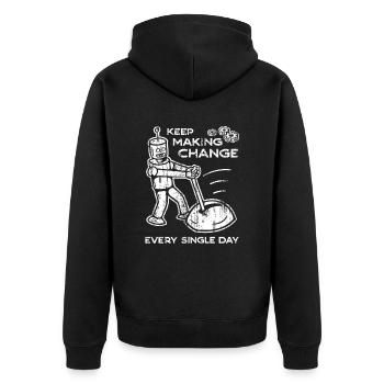 Keep Making Change Every Single Day - 4 - Unisex Premium Organic Zip Hoodie - black - Back - Nico (187cm)