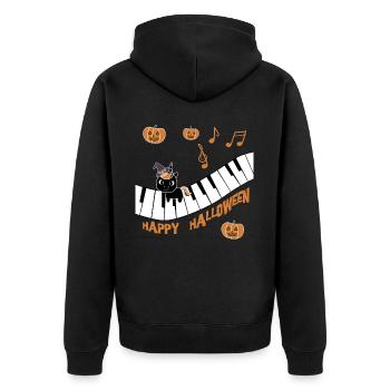 Black Unicorn wishes Happy Halloween - Unisex Premium Organic Zip Hoodie - black - Back - Nico (187cm)