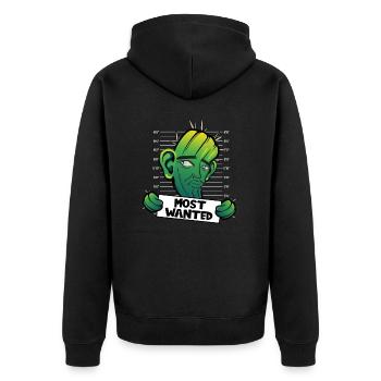 Most Wanted Ear Wash Cactus - Unisex Premium Organic Zip Hoodie - black - Back - Nico (187cm)