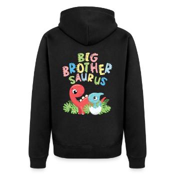 Großer Bruder Saurus Geschwister Herbivore - Unisex Premium Bio Zip Hoodie - Schwarz - Hinten - Nico (187cm)