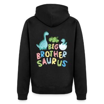 Großer Bruder Saurus Geschwister Herbivore - Unisex Premium Bio Zip Hoodie - Schwarz - Hinten - Nico (187cm)