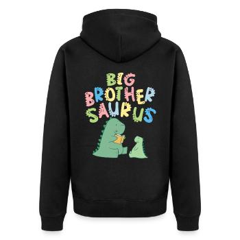 Großer Bruder Saurus Geschwister Herbivore - Unisex Premium Bio Zip Hoodie - Schwarz - Hinten - Nico (187cm)