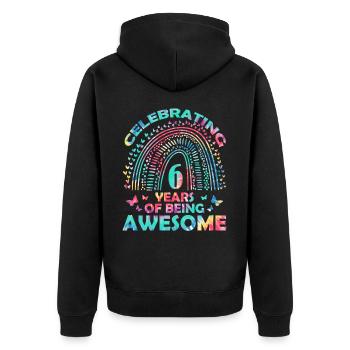 Nous fêtons 6 ans « génial » anniversaire - Veste à capuche bio Premium Unisexe - noir - Dos - Nico (187cm)