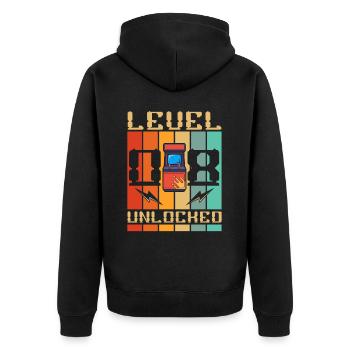 Level 8 Unlocked Arcade Machine Gamer 8. - Unisex Premium Organic Zip Hoodie - black - Back - Nico (187cm)