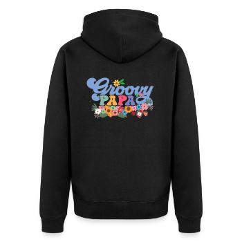 Groovy Papa Garten Pflanze Blumen Blumendekor - Unisex Premium Bio Zip Hoodie - Schwarz - Hinten - Nico (187cm)