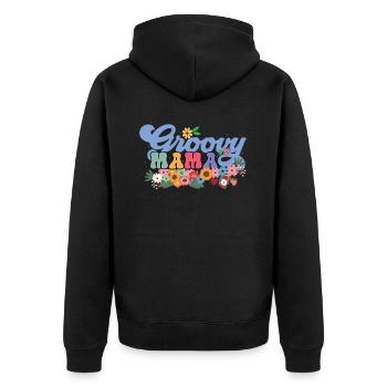 Groovy Mama Garten Pflanze Blumen Blumenschmuck - Unisex Premium Bio Zip Hoodie - Schwarz - Hinten - Nico (187cm)