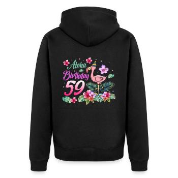 Aloha Anniversaire 59 Flamant rose Oiseau 59e anniversaire - Veste à capuche bio Premium Unisexe - noir - Dos - Nico (187cm)