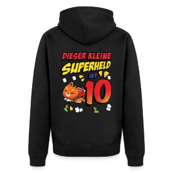 Dieser Kleine Superheld Ist 10 Katzenbesitzer 10. - Unisex Premium Bio Zip Hoodie - Schwarz - Hinten - Nico (187cm)