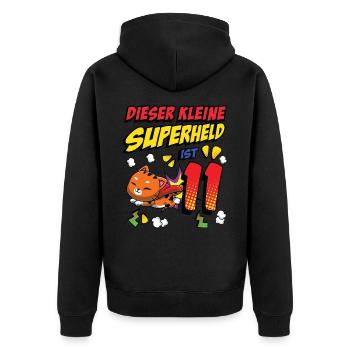 Dieser Kleine Superheld Ist 11 Katzenbesitzer 11. - Unisex Premium Bio Zip Hoodie - Schwarz - Hinten - Nico (187cm)