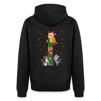 1 Jahr Alte Kinder Weihnachtsgeschenk Niedliche - Unisex Premium Bio Zip Hoodie - Schwarz - Hinten - Nico (187cm)
