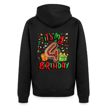 It's my 4th birthday Christmas present 4. - Unisex Premium Organic Zip Hoodie - black - Back - Nico (187cm)