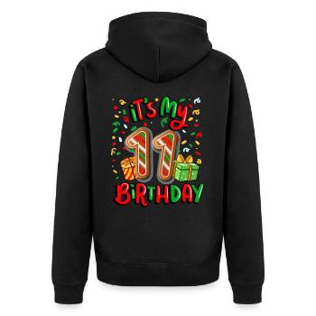 Es Ist Mein 11. Geburtstag Weihnachtsgeschenk 11. - Unisex Premium Bio Zip Hoodie - Schwarz - Hinten - Nico (187cm)