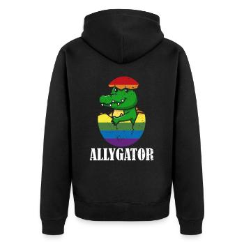 Allygator Alligator hétéro-allié - Veste à capuche bio Premium Unisexe - noir - Dos - Nico (187cm)