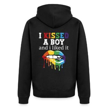 J’ai embrassé un garçon et ça m’a fait - Veste à capuche bio Premium Unisexe - noir - Dos - Nico (187cm)