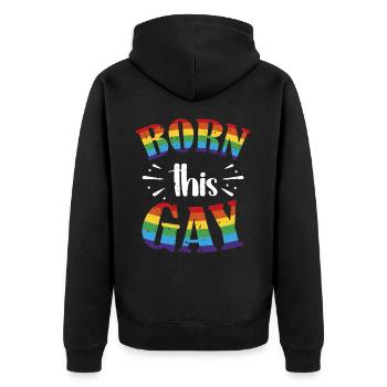 Born This Gay Pride Flag Rainbow - Unisex Premium Organic Zip Hoodie - black - Back - Nico (187cm)