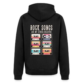 Les chansons rock sont mon soulagement du stress - Veste à capuche bio Premium Unisexe - noir - Dos - Nico (187cm)