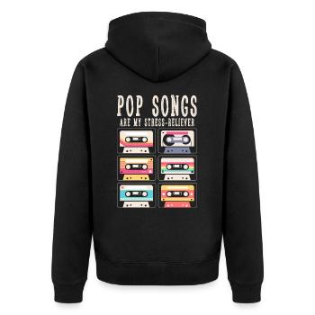 Les chansons pop sont mon soulagement du stress - Veste à capuche bio Premium Unisexe - noir - Dos - Nico (187cm)