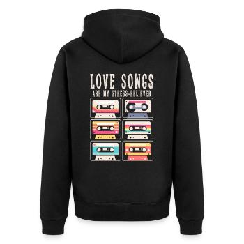 Les chansons d’amour sont mon anti-stress - Veste à capuche bio Premium Unisexe - noir - Dos - Nico (187cm)