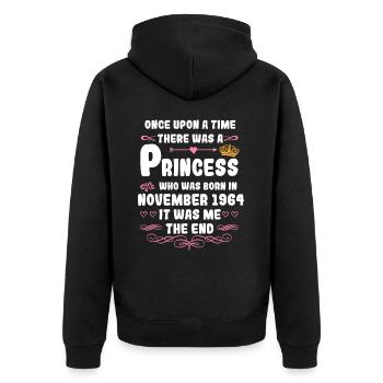 Il était une fois une princesse. Novembre 1964 Gebur - Veste à capuche bio Premium Unisexe - noir - Dos - Nico (187cm)