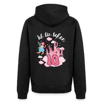 Je suis déjà 10 fées château magique 10. - Veste à capuche bio Premium Unisexe - noir - Dos - Nico (187cm)