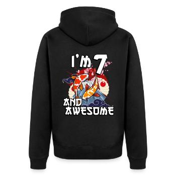 I' and awesome Japanese carp koi - Unisex Premium Organic Zip Hoodie - black - Back - Nico (187cm)