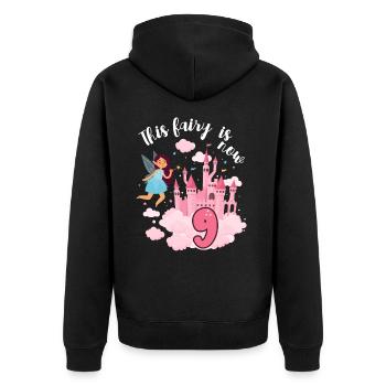 This fairy is now 9 Magic Castle 9. - Unisex Premium Organic Zip Hoodie - black - Back - Nico (187cm)