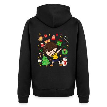 Dab Young Child Christmas Tree Decorations Xmas - Unisex Premium Organic Zip Hoodie - black - Back - Nico (187cm)