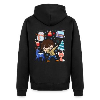 Dabbed Young Snow Deer Winter Temperate - Unisex Premium Organic Zip Hoodie - black - Back - Nico (187cm)