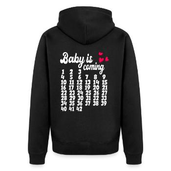 Baby is coming Entwicklung - Unisex Premium Bio Zip Hoodie - Schwarz - Hinten - Nico (187cm)