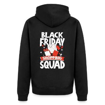 Black Friday Shopping Squad - Unisex Premium Bio Zip Hoodie - Schwarz - Hinten - Nico (187cm)