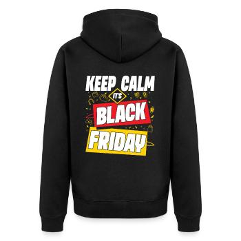 Keep Calm It's Black Friday - Unisex Premium Bio Zip Hoodie - Schwarz - Hinten - Nico (187cm)