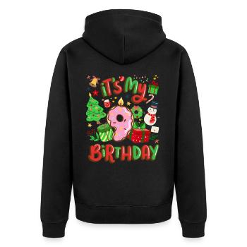 Es Ist Mein 9 Geburtstag Schneemann Weihnachten - Unisex Premium Bio Zip Hoodie - Schwarz - Hinten - Nico (187cm)
