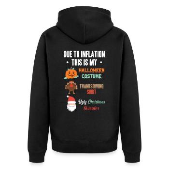 Aufgrund Der Inflation Ist Dies Mein Halloween, - Unisex Premium Bio Zip Hoodie - Schwarz - Hinten - Nico (187cm)