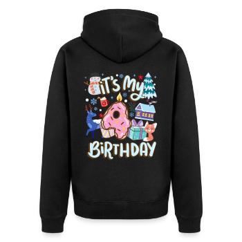 C’est mon beignet de vacances bonhomme de neige de 4 ans - Veste à capuche bio Premium Unisexe - noir - Dos - Nico (187cm)