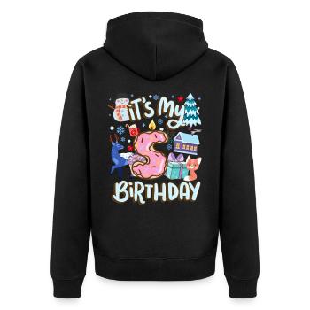 C’est mon beignet de vacances de bonhomme de neige de 5 ans - Veste à capuche bio Premium Unisexe - noir - Dos - Nico (187cm)