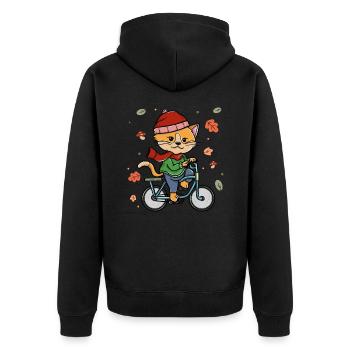 Cyclisme Automne Cyclisme Cat Rider - Veste à capuche bio Premium Unisexe - noir - Dos - Nico (187cm)
