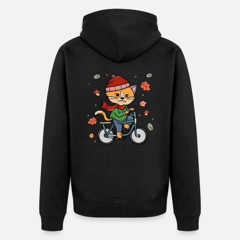 Cyclisme Automne Cyclisme Cat Rider - Veste à capuche bio Premium Unisexe - noir