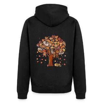 Autumn Tree Kitten Family of Cats Autumn - Unisex Premium Organic Zip Hoodie - black - Back - Nico (187cm)