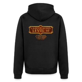 Ich Habe Die Stufe 10 Erreicht Rpg Online Gaming - Unisex Premium Bio Zip Hoodie - Schwarz - Hinten - Nico (187cm)