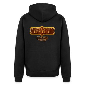 Ich Habe Die Stufe 11 Erreicht Rpg Online Gaming - Unisex Premium Bio Zip Hoodie - Schwarz - Hinten - Nico (187cm)